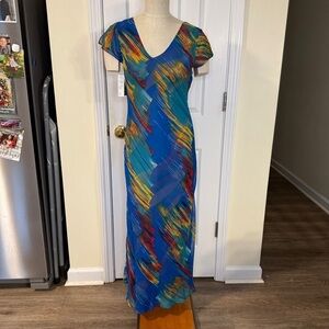 Jasmine KC Reversible Mesh Maxi Dress | Multicolor Abstract Print | Size M NWT
